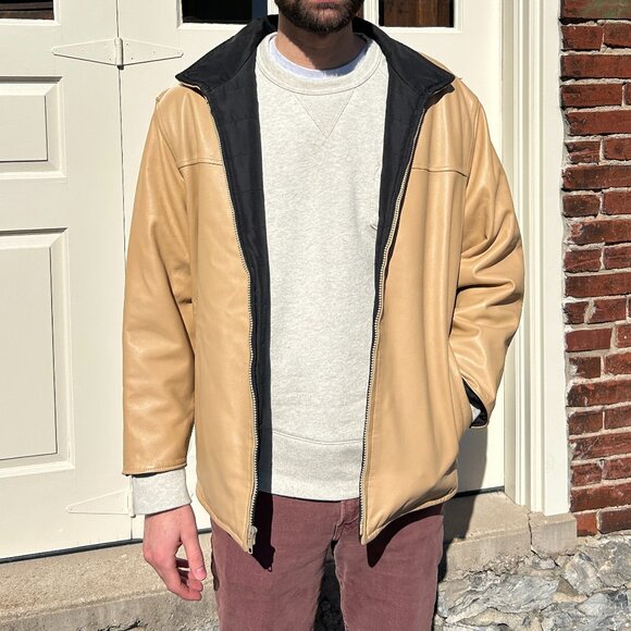 Leather, tan, vintage. insulated jacket - Picture 3 of 5